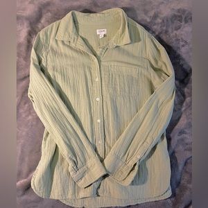 J. Crew sage green gauze button down